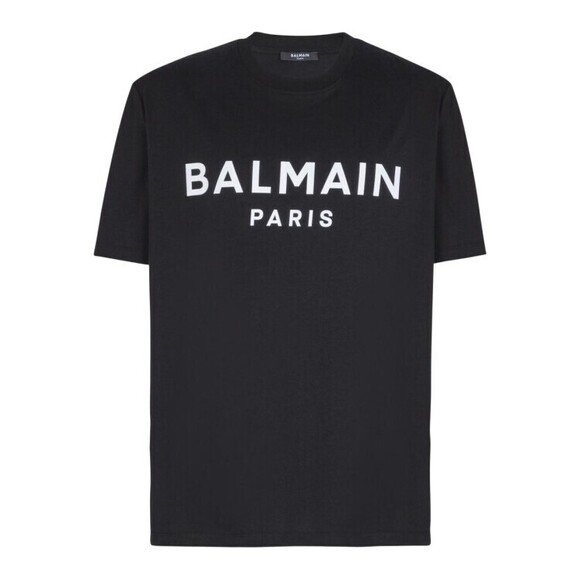 Balmain Short-Sleeve Black T-Shirt With Logo Print - NWT